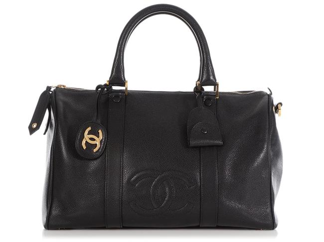 Chanel Duffle Vintage Caviar Black Leather Shoulder Bag 