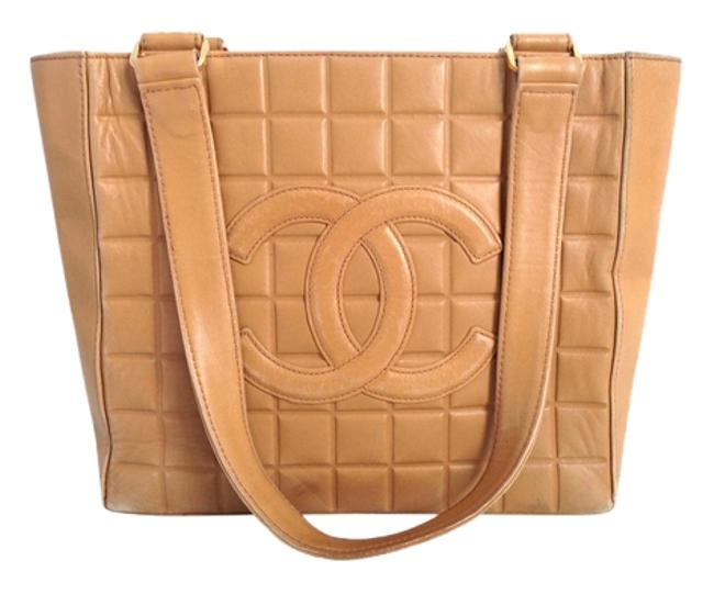 Chanel Embossed Cc Logo Caramel Leather Shoulder Bag 
