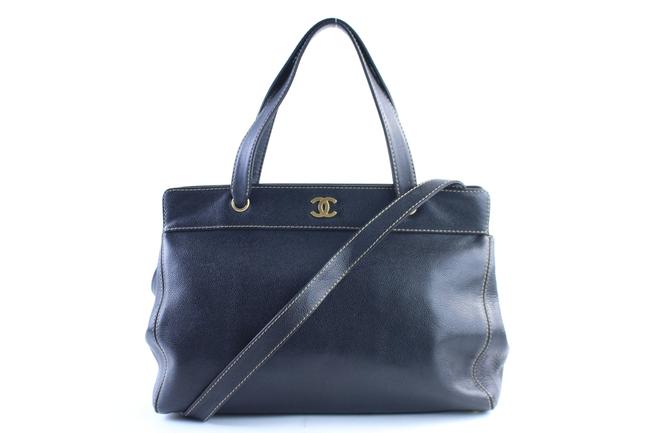 Chanel Executive Tote with Strap 1cr0320 Black Caviar Leather Shoulder Bag 