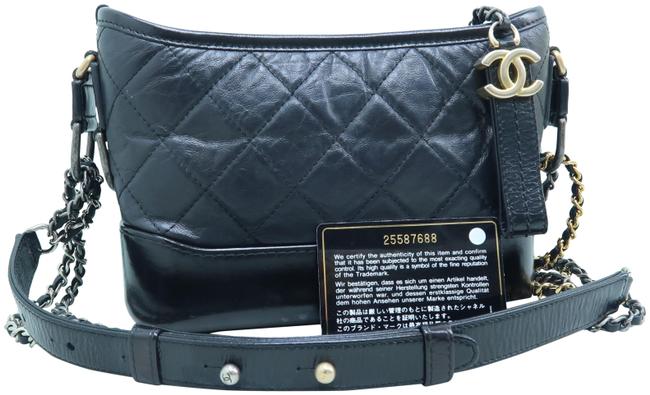 Chanel Gabrielle Small Black Calfskin Leather Shoulder Bag 
