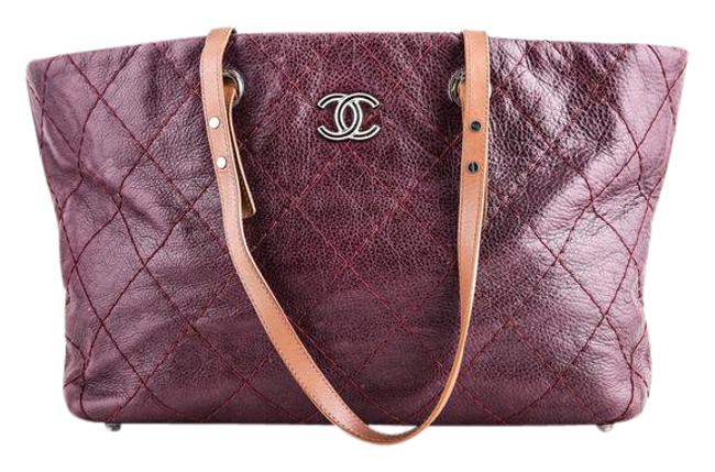 Chanel Tote Glazed On The Road Red Leather Shoulder Bag 