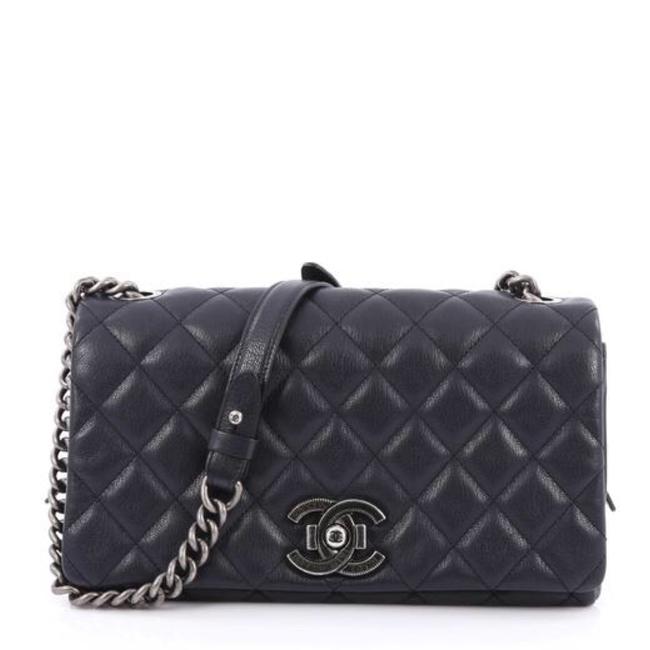 Chanel Classic Flap City Rock Goatskin Quilted Black Leather Shoulder Bag 