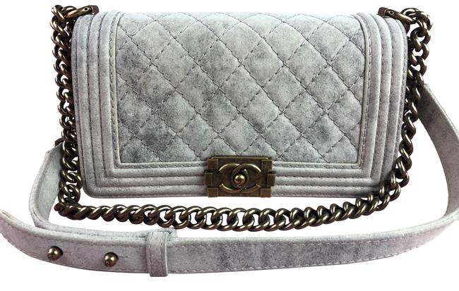 Chanel Graffiti Boy Grey Suede Leather Shoulder Bag 