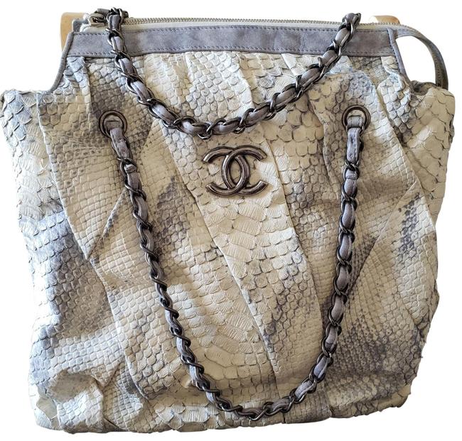 Chanel Gray Python Skin Leather Shoulder Bag 