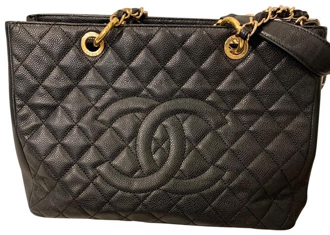 Chanel Gst Handbag Black Leather Shoulder Bag 