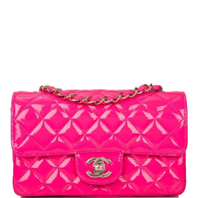 Chanel Handbag Classic Flap Pink Patent Leather Shoulder Bag 
