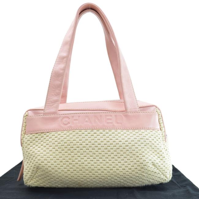 Chanel Handbag Ladies 51410 Ivory Pink Leather Shoulder Bag 