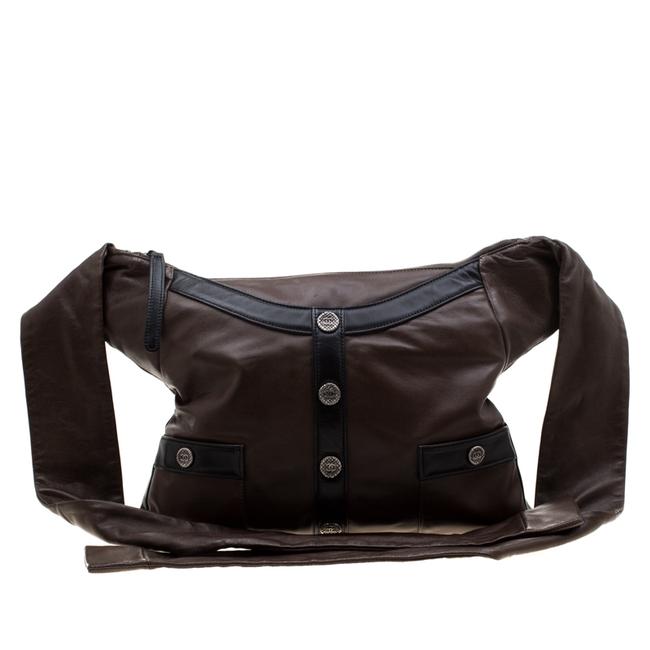 Chanel Hobo Girl Brown Black Medium Brown Leather Shoulder Bag 