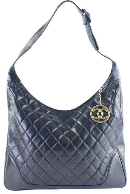 Chanel Hobo XL Quilted 220699 Black Leather Shoulder Bag 