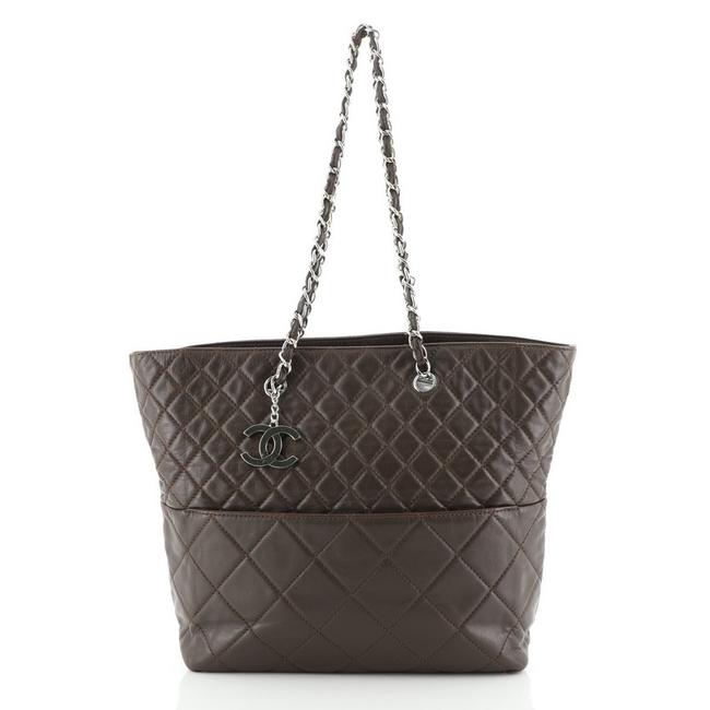 Chanel In The Business Tote Quilted Lambskin North South Shoulder Bag 