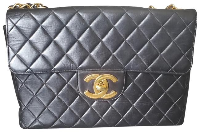 Chanel Jumbo 30 Quilted Black Lambskin Leather Shoulder Bag 