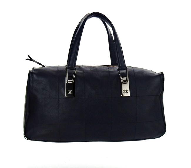 Chanel Chocolate Bar Black Lambskin Leather Shoulder Bag 