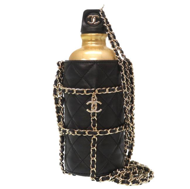 Chanel Lambskin Frasc Gold Chain Bottle Matelasse Coco Mark Black Shoulder Bag 