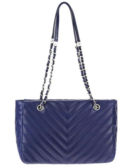 Chanel Lambskin Surpique Chevron Blue Leather Shoulder Bag 