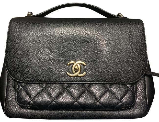 Chanel Large Business Affinity Black Caviar Leather Shoulder Bag 