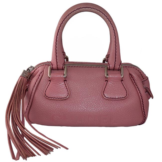 Chanel Lax Tassel Bowler Light Pink Grained Calfskin Leather Shoulder Bag 