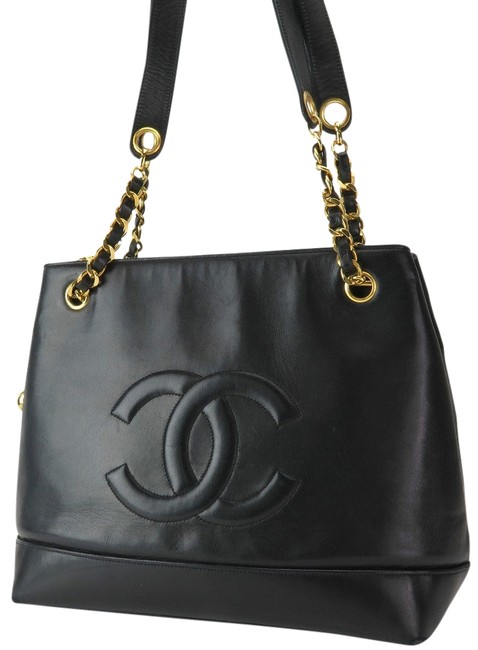 Chanel Tote Leather Lamb Skin Chain Shoulder Bag 