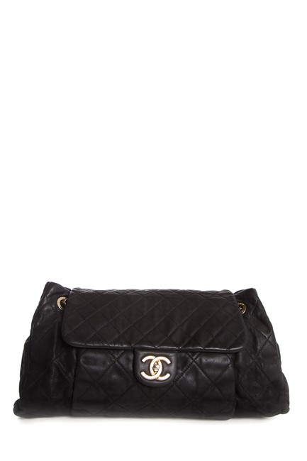 Chanel Leather Quilted Handle Black Shoulder Bag 