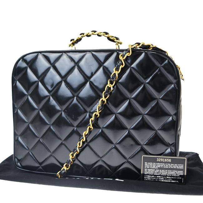 Chanel Logo 2way Chain Black Patent Leather Shoulder Bag 