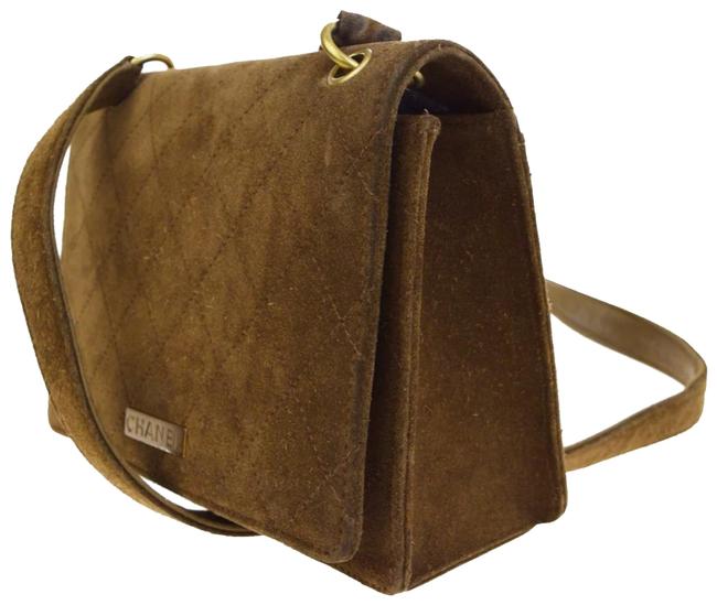 Chanel Logo Camel Suede Leather Shoulder Bag 