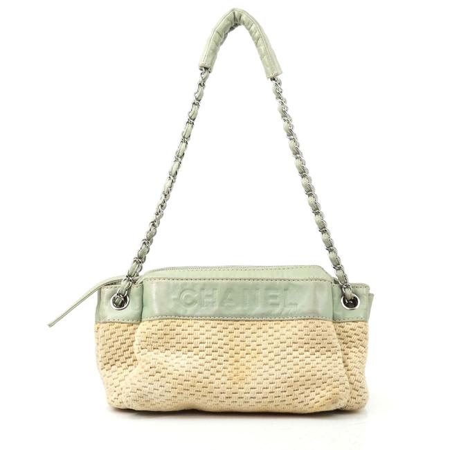 Chanel Logo Double Chain Canvas #2428c12 Cream Shoulder Bag 