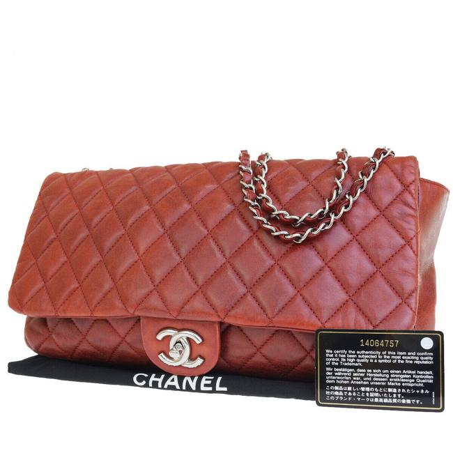 Chanel Logo Quilted Chain Rain Cover Red Leather Shoulder Bag 