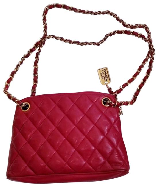 Chanel Logos Lipstick Red Leather Shoulder Bag 