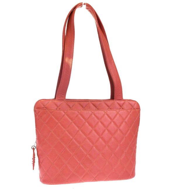 Chanel Logos Quilted Red Caviar Skin Leather Shoulder Bag 