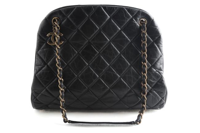 Chanel Mademoiselle Bowling Black Calfskin Leather Shoulder Bag 