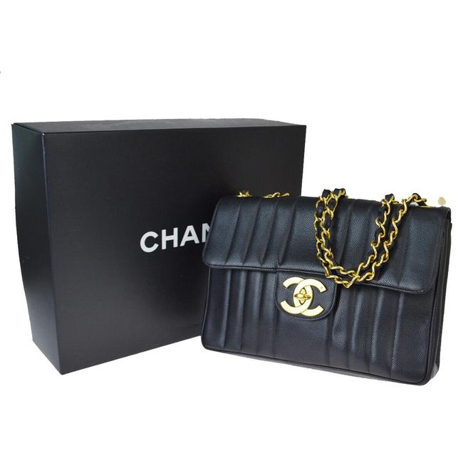 Chanel Mademoiselle Cc 30 Chain Black Caviar Skin Leather Shoulder Bag 