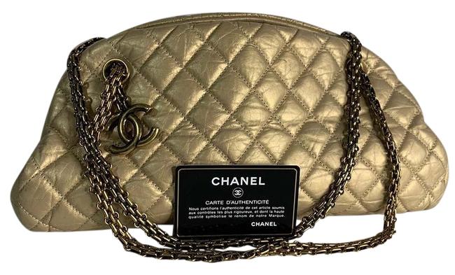 Chanel Mademoiselle Cc Just Medium Chain Gold Lambskin Leather Shoulder Bag 