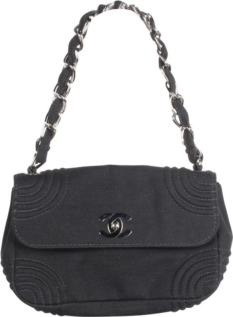 Chanel Mademoiselle Classic Flap Small Black Fabric Shoulder Bag 