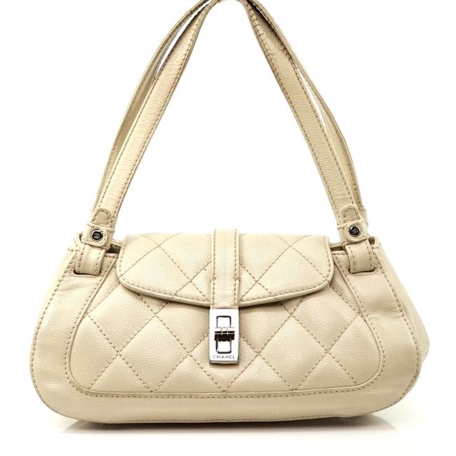 Chanel Matelasse Caviar Skin #3142c26 Cream Shoulder Bag 
