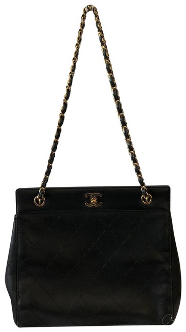 Chanel Matelasse Chain Black Leather Shoulder Bag 