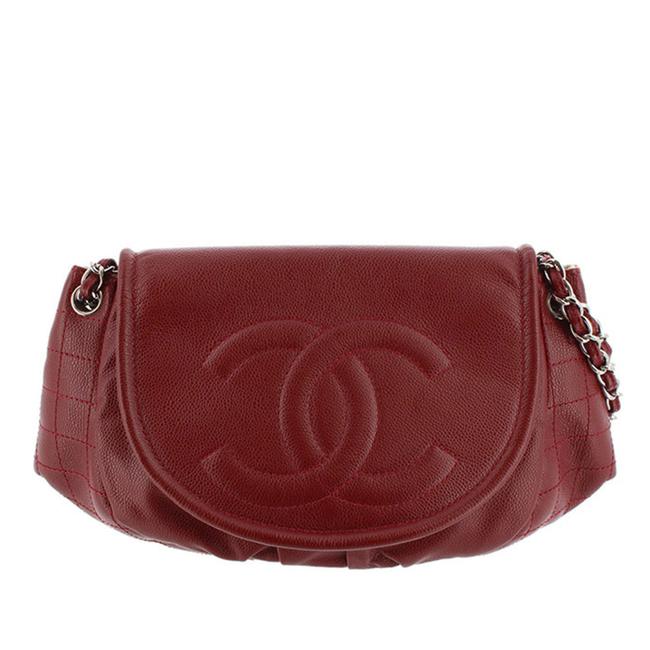 Chanel Matelasse Red Leather Shoulder Bag 