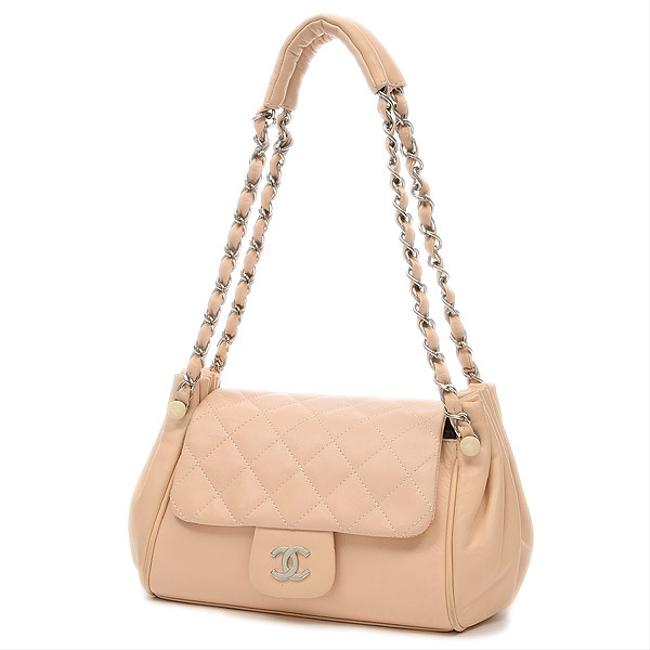 Chanel Matrasse Chain Trapezoidal Calf Pink Beige Shoulder Bag 