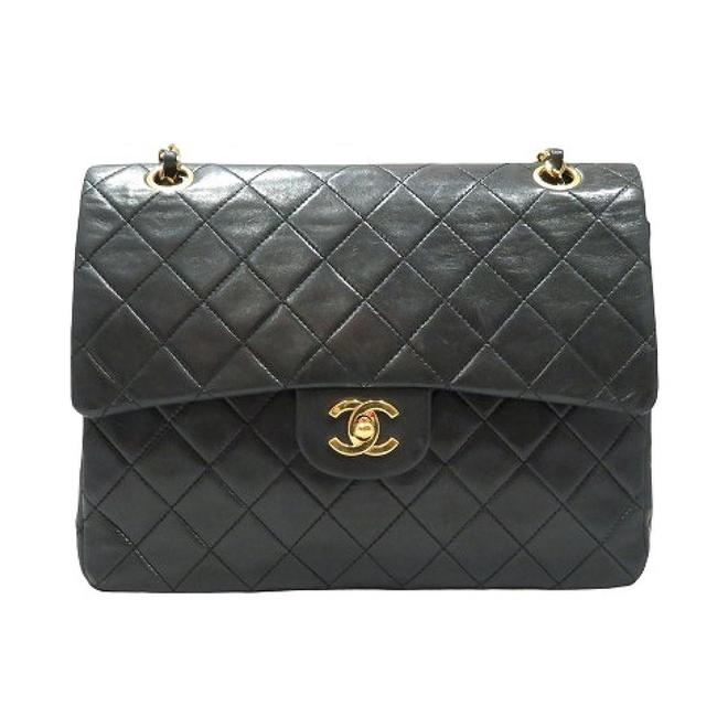 Chanel Mattelasse Chain Turnlock Lambskin Black Leather Shoulder Bag 