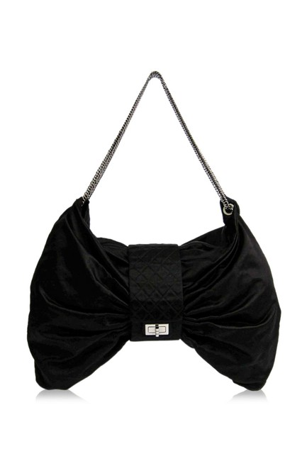 Chanel Medium Bow Bijoux Chain Black Satin Shoulder Bag 