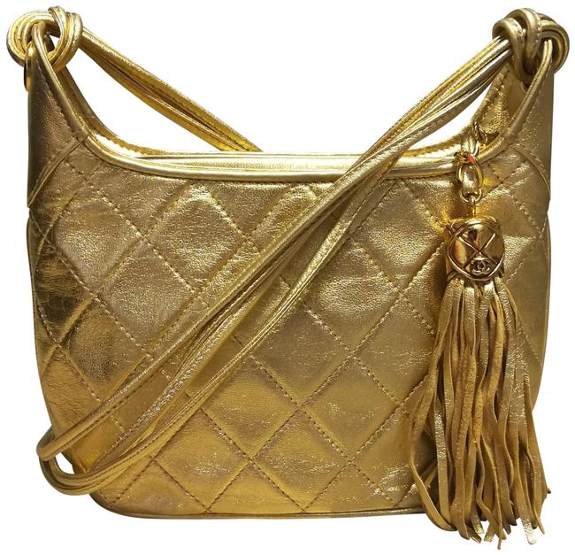 Chanel Metallic Tassel Gold Lambskin Leather Shoulder Bag 