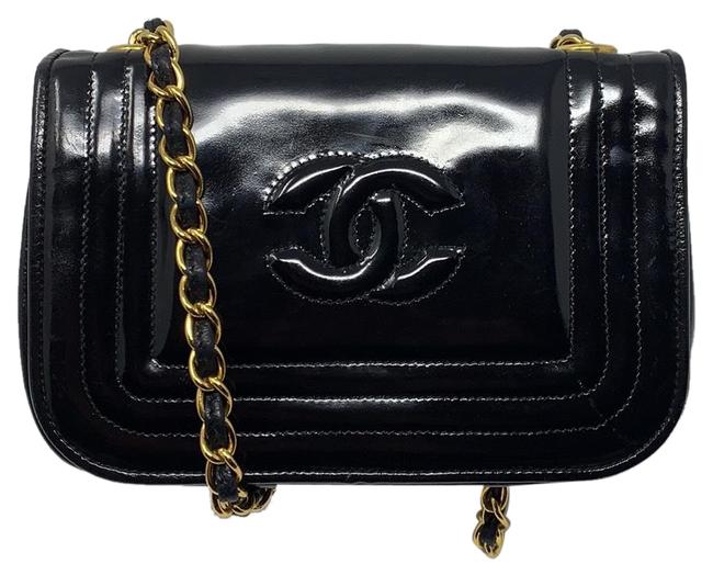 Chanel Mini Chain Black Patent Leather Shoulder Bag 