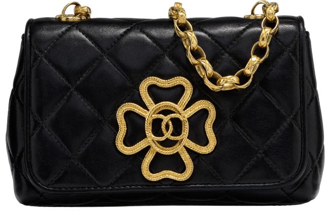 Chanel Mini Flap Black Lambskin Leather Shoulder Bag 
