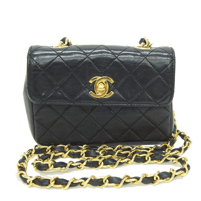 Chanel Mini Matasse Lambskin 1st Quilted Cc Mark Black Leather Shoulder Bag 