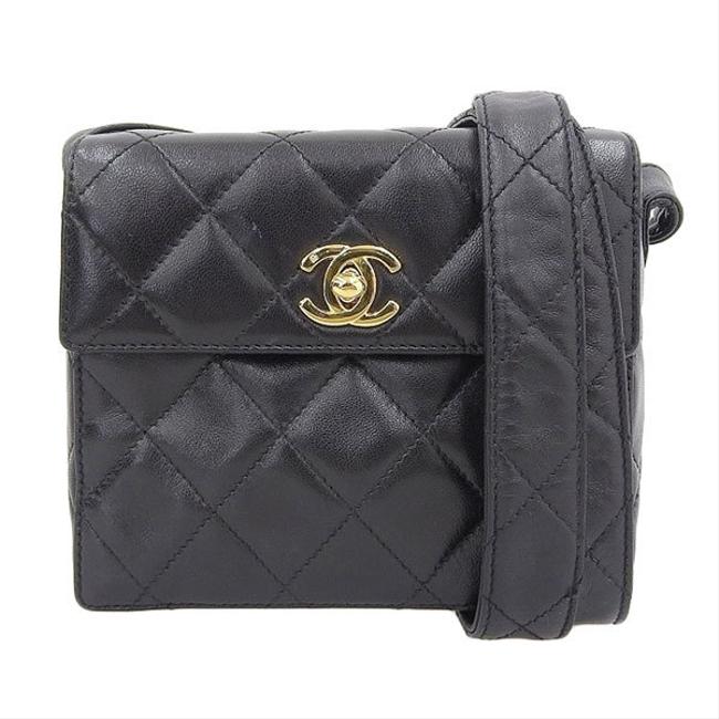 Chanel Mini Matelasse Lambskin Gold Hardware 4th Leather Black Shoulder Bag 