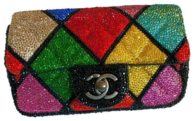 Chanel Mini Swarovski Crystal Hi Black Leather Shoulder Bag 