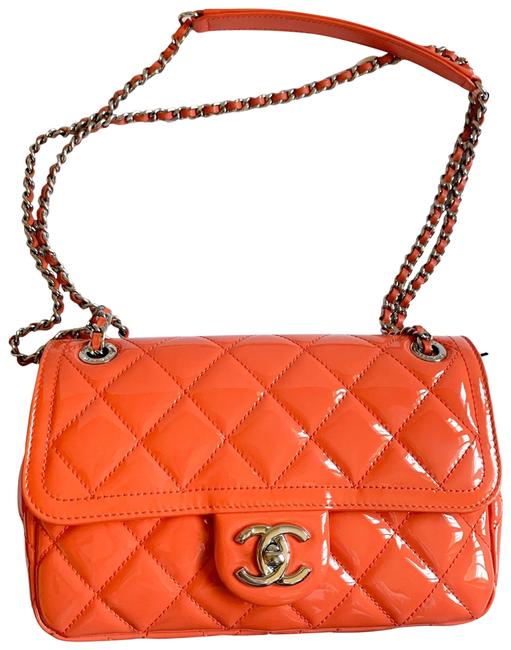 Chanel Miniflap Orange Patent Leather Shoulder Bag 