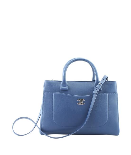Chanel Neo Executive 2 162334 Blue Leather Satchel 