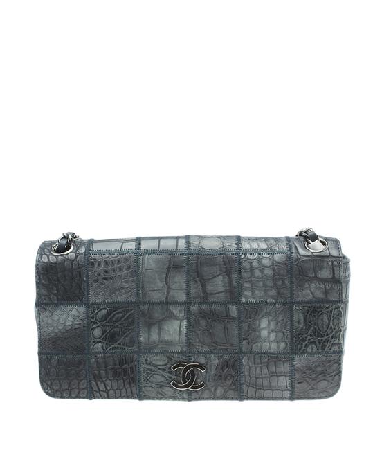 Chanel Patchwork Flap 184424 Blue Alligator Shoulder Bag 