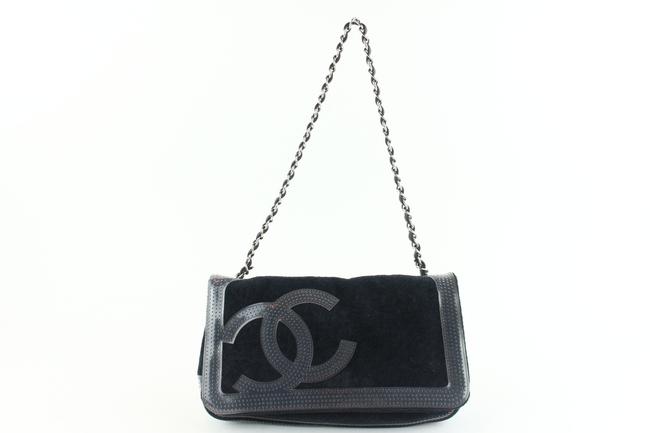 Chanel Perforated Chain Beach Flap 3cz1107 Black Terry Cloth Shoulder Bag 