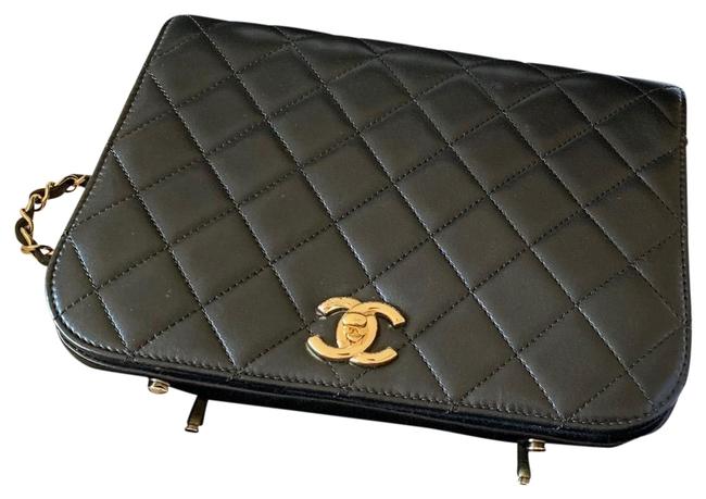 Chanel Purse Black Lambskin Leather Shoulder Bag 