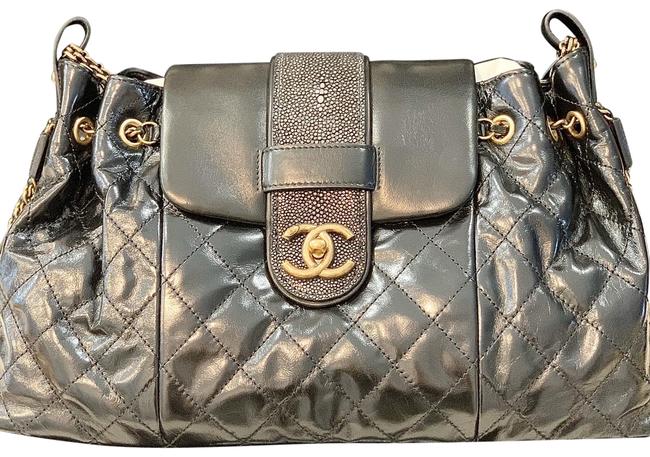 Chanel Quilted Bindi Stingray Flap Handbag Black Shoulder Bag 